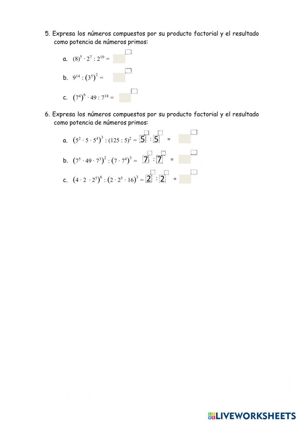 Potencias con números naturales
