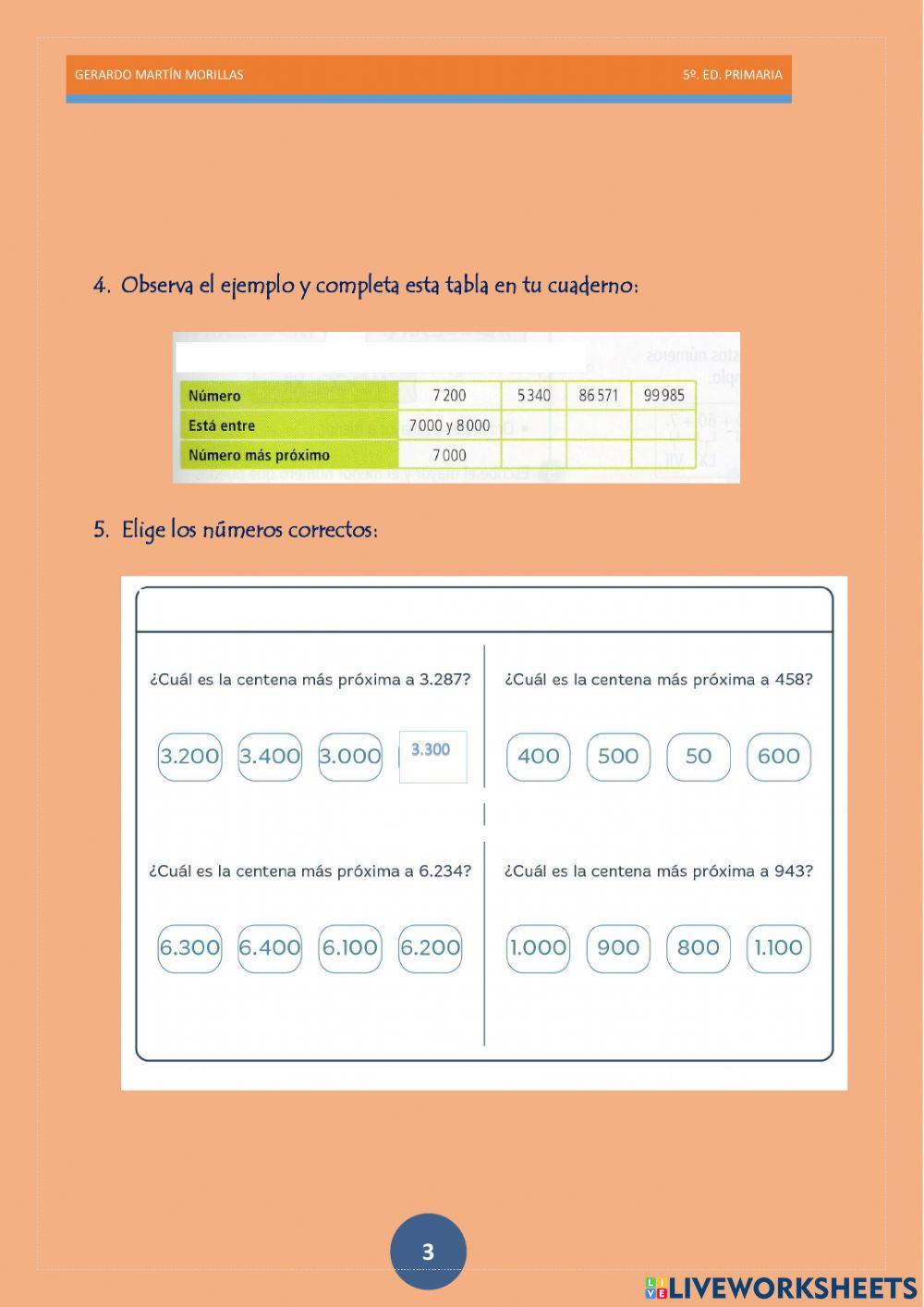 Numeración. Ficha 3.