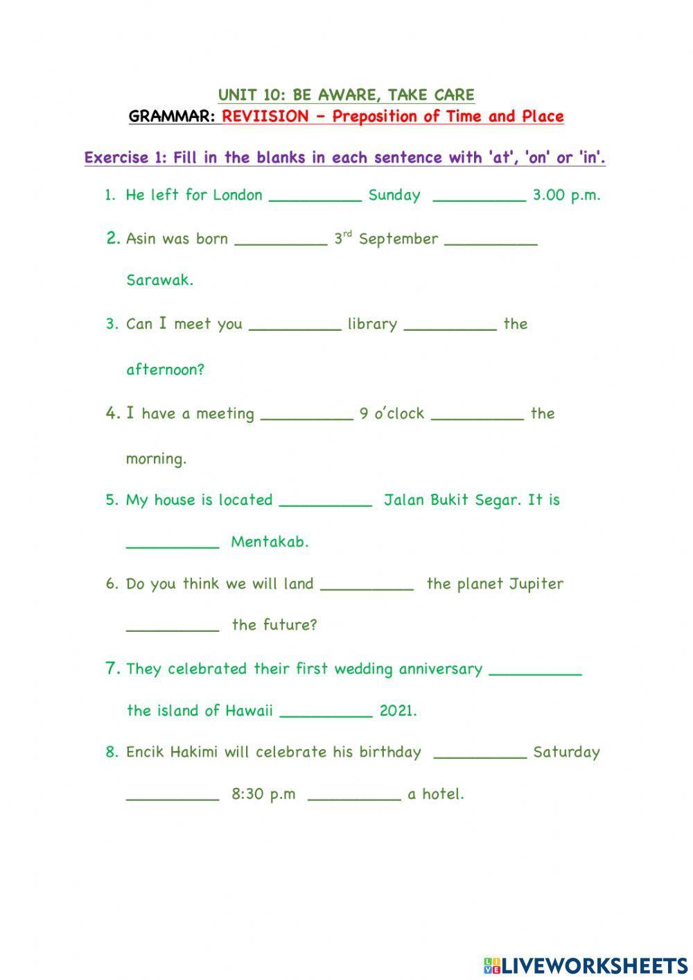 Unit 10:Grammar Revision