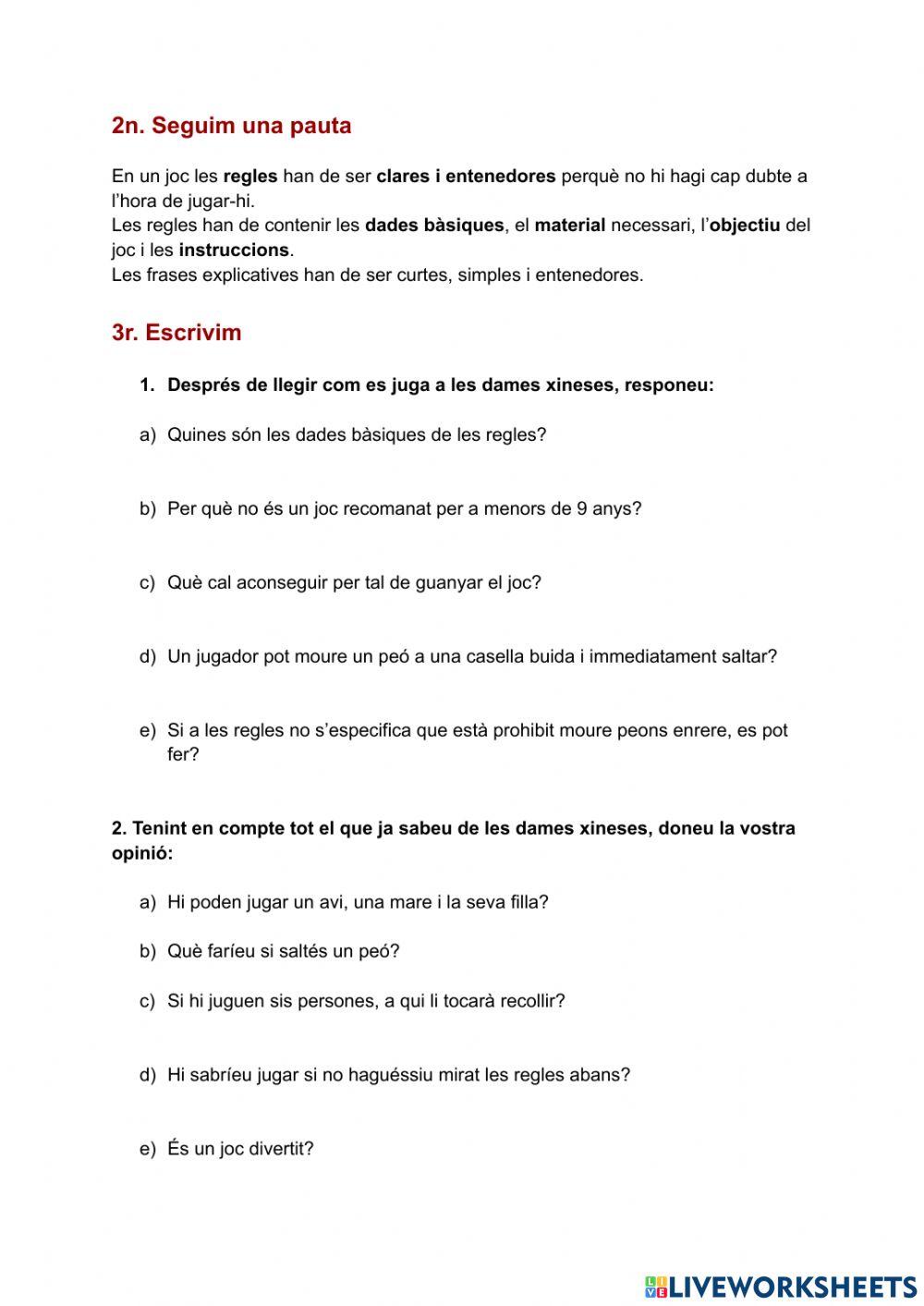 Preguntes sobre les regles d'un joc