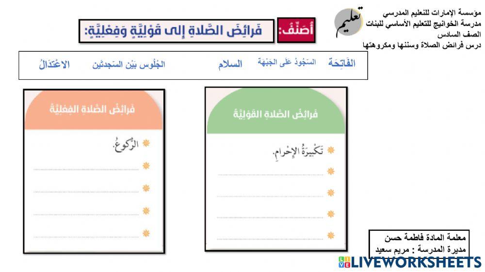 فرائض الصلاة