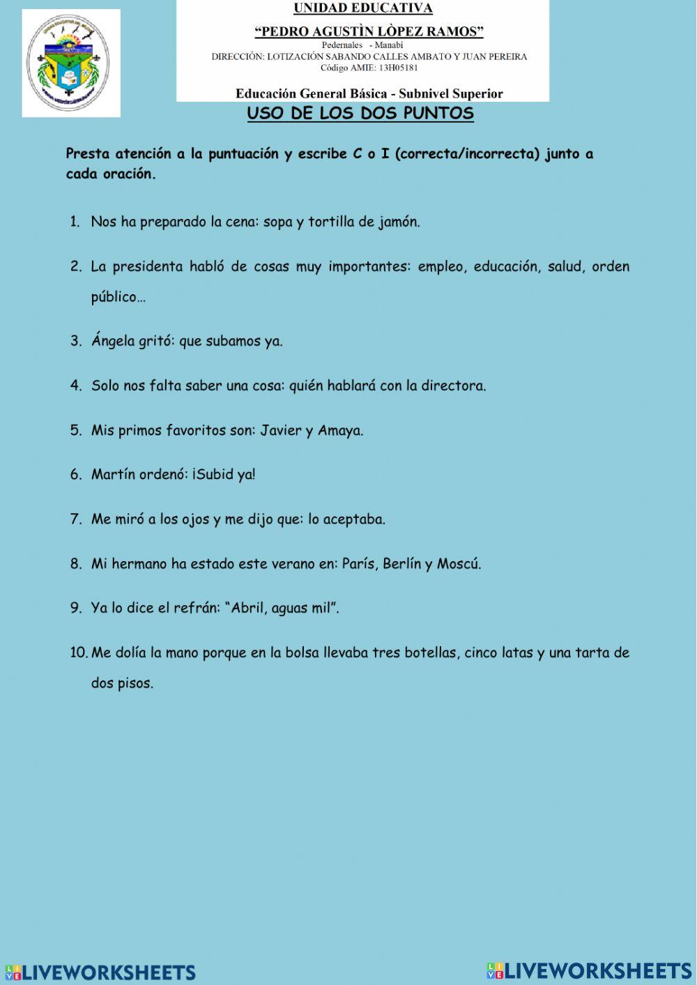 Uso de los dos puntos