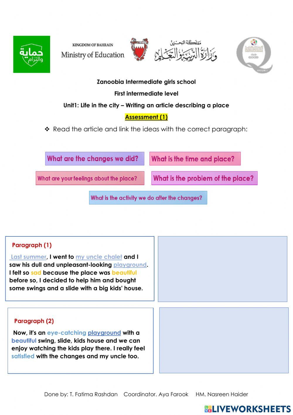 Unit1 - Writing describing a place