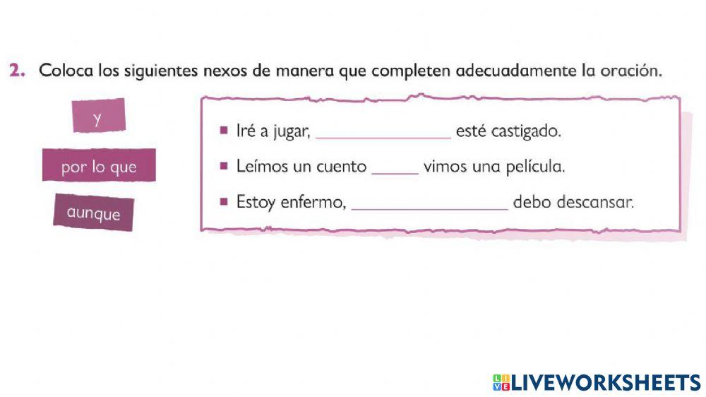 Nexos para formar oraciones y párrafos