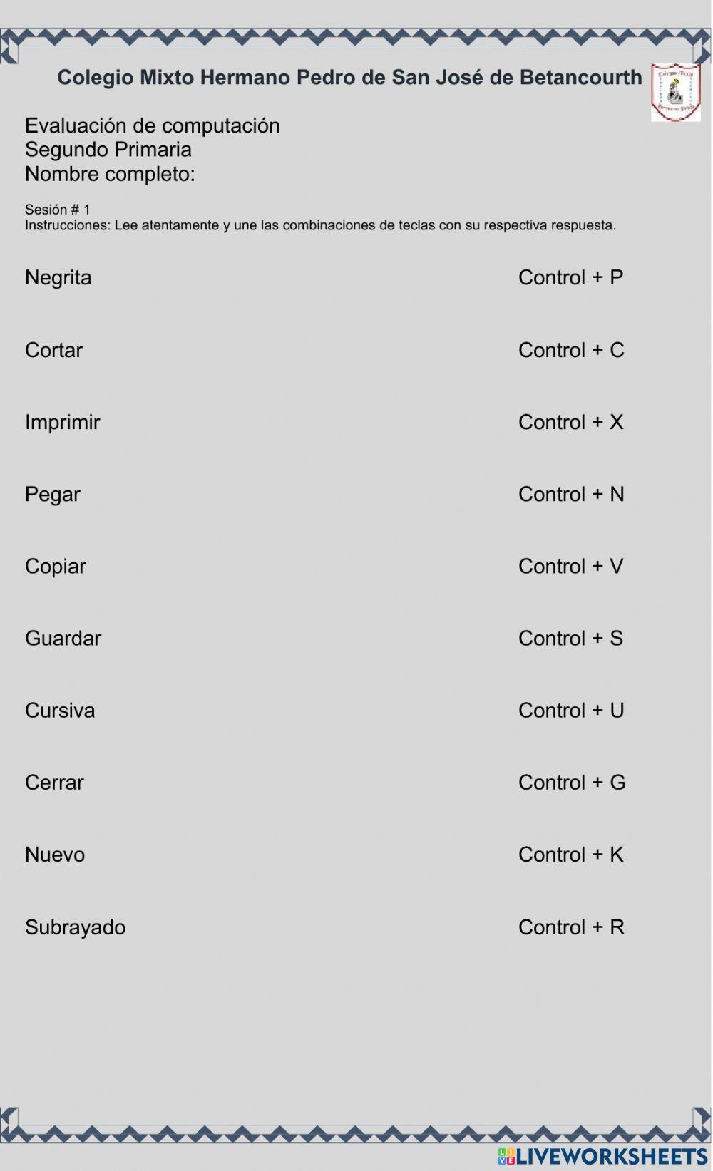Evaluacion de segundo Primaria