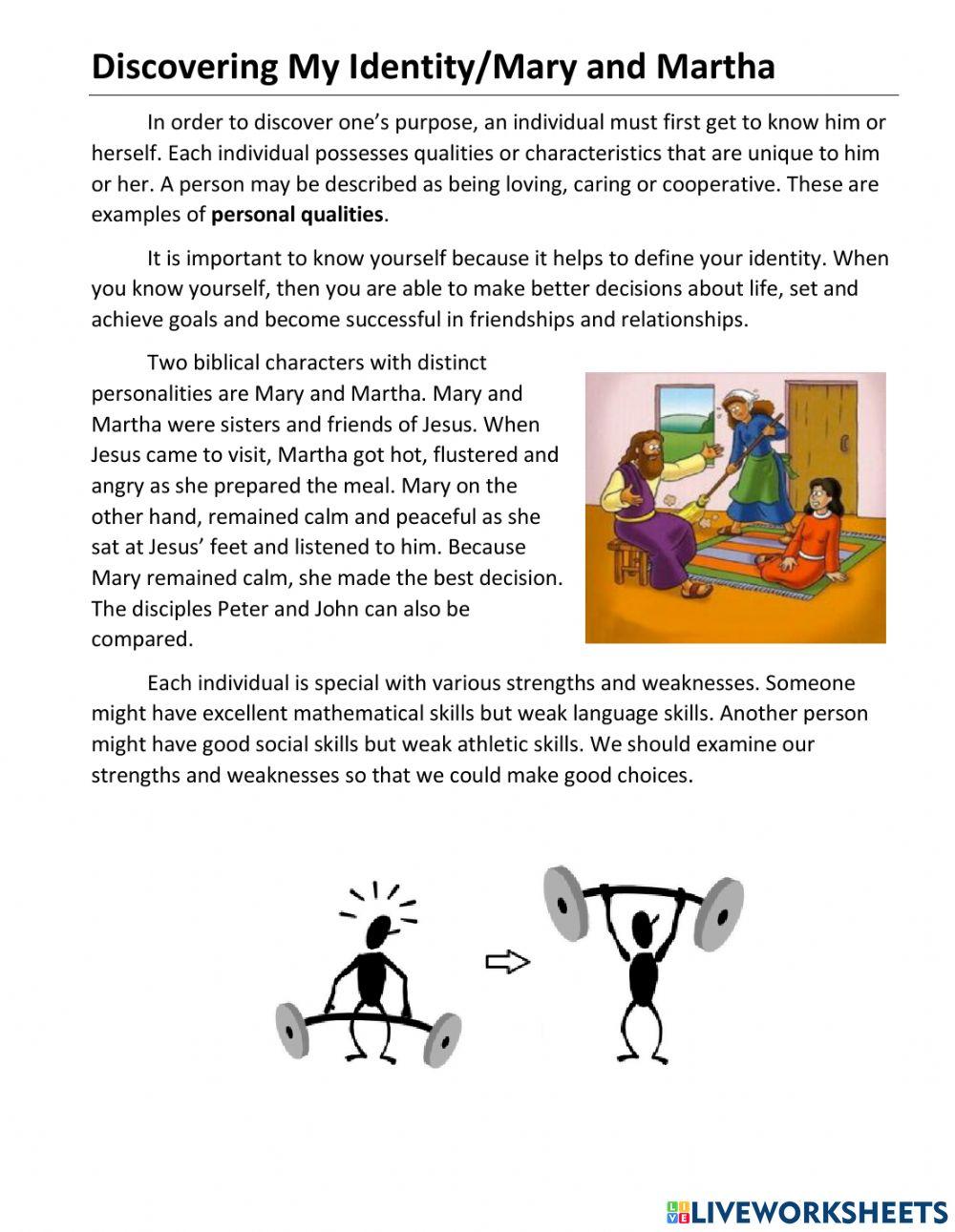 Discovering My Identity online activity for 3 | Live Worksheets