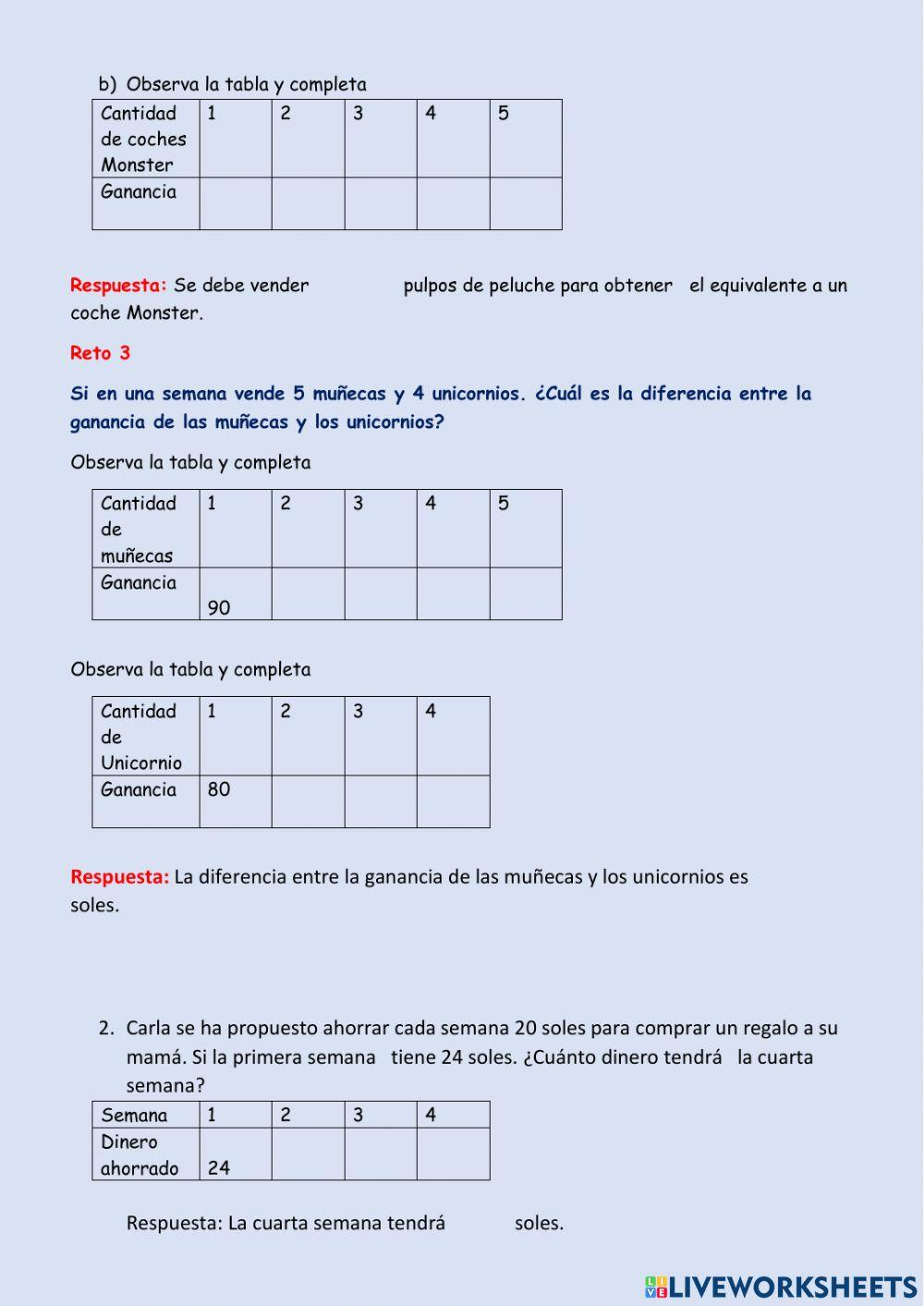 Situaciones de equivalencia y cambio