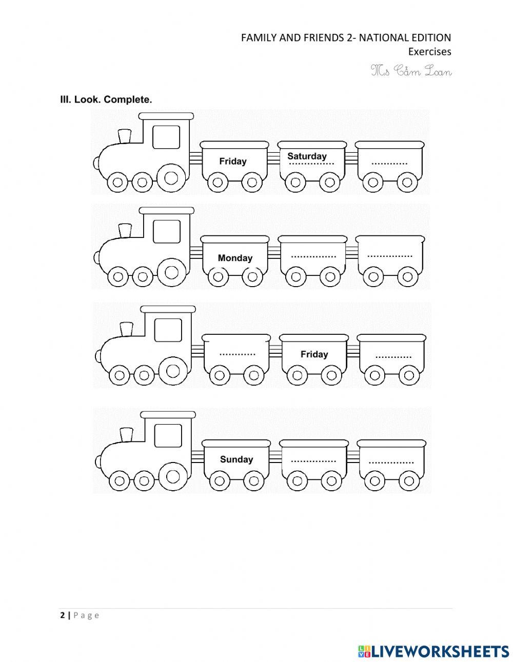 Family and Friends 2 - Starter 2 Exercises