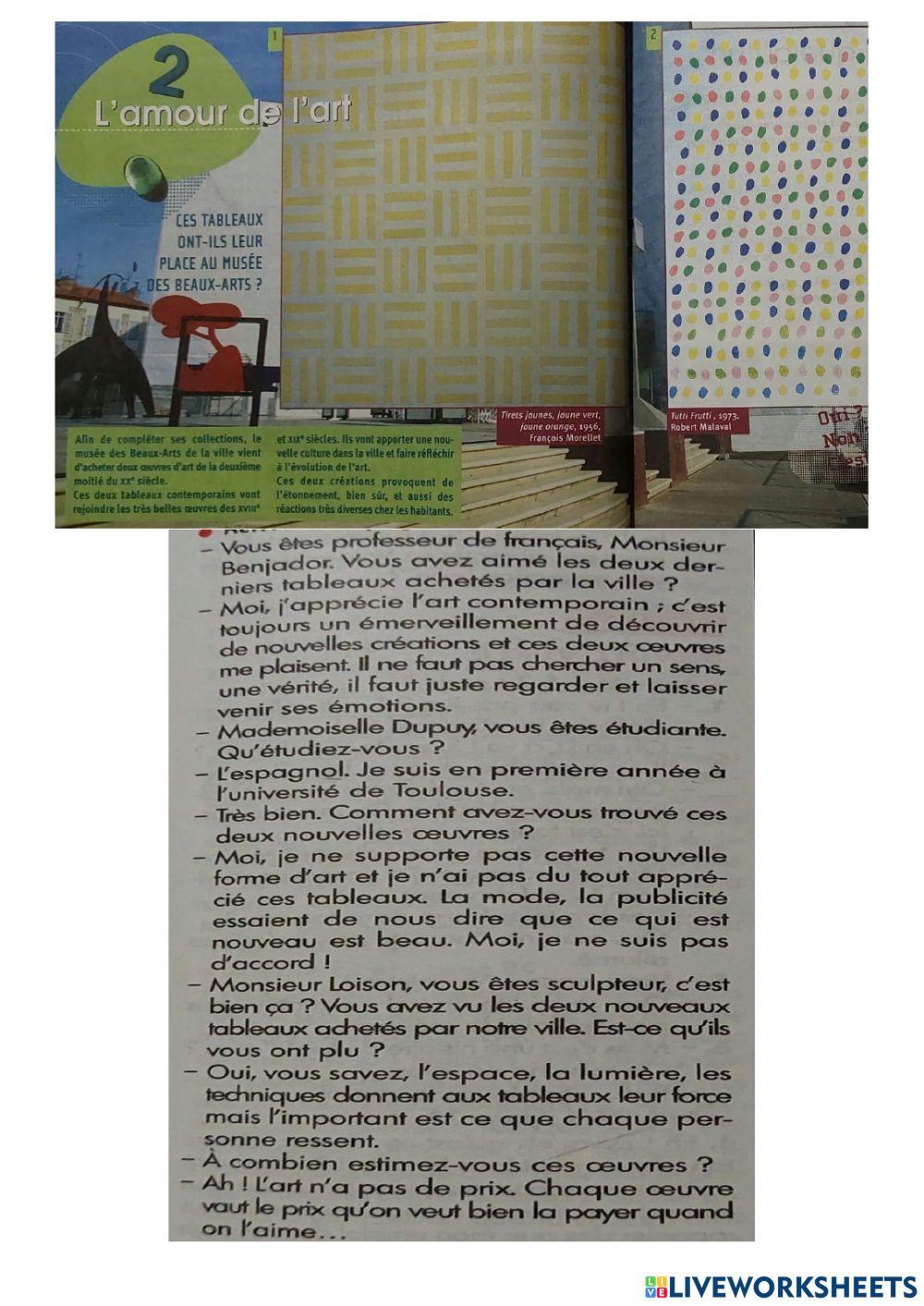 Unité 2 L'amour de l'art Connexions 2