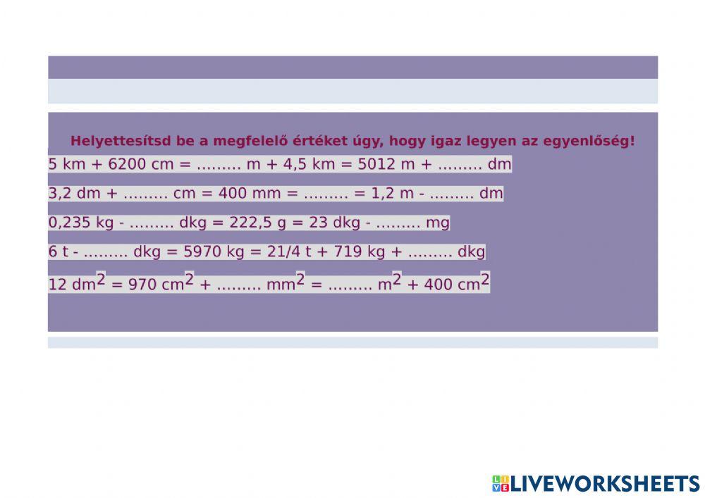 Mértékegységek 2.