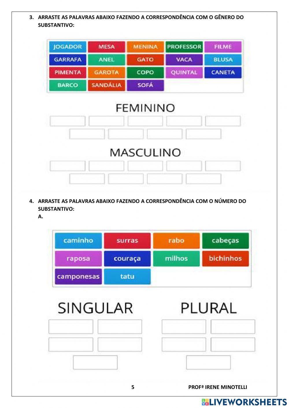 Substantivo: gênero, número e grau- Pontuação