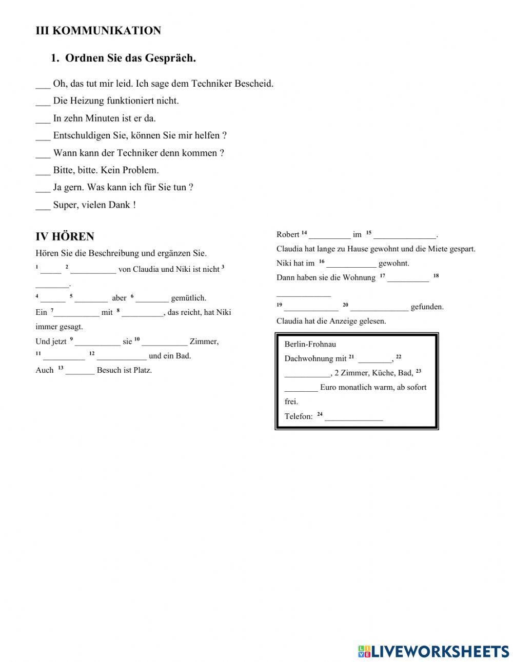 Prüfung Lektionen 15 und 16