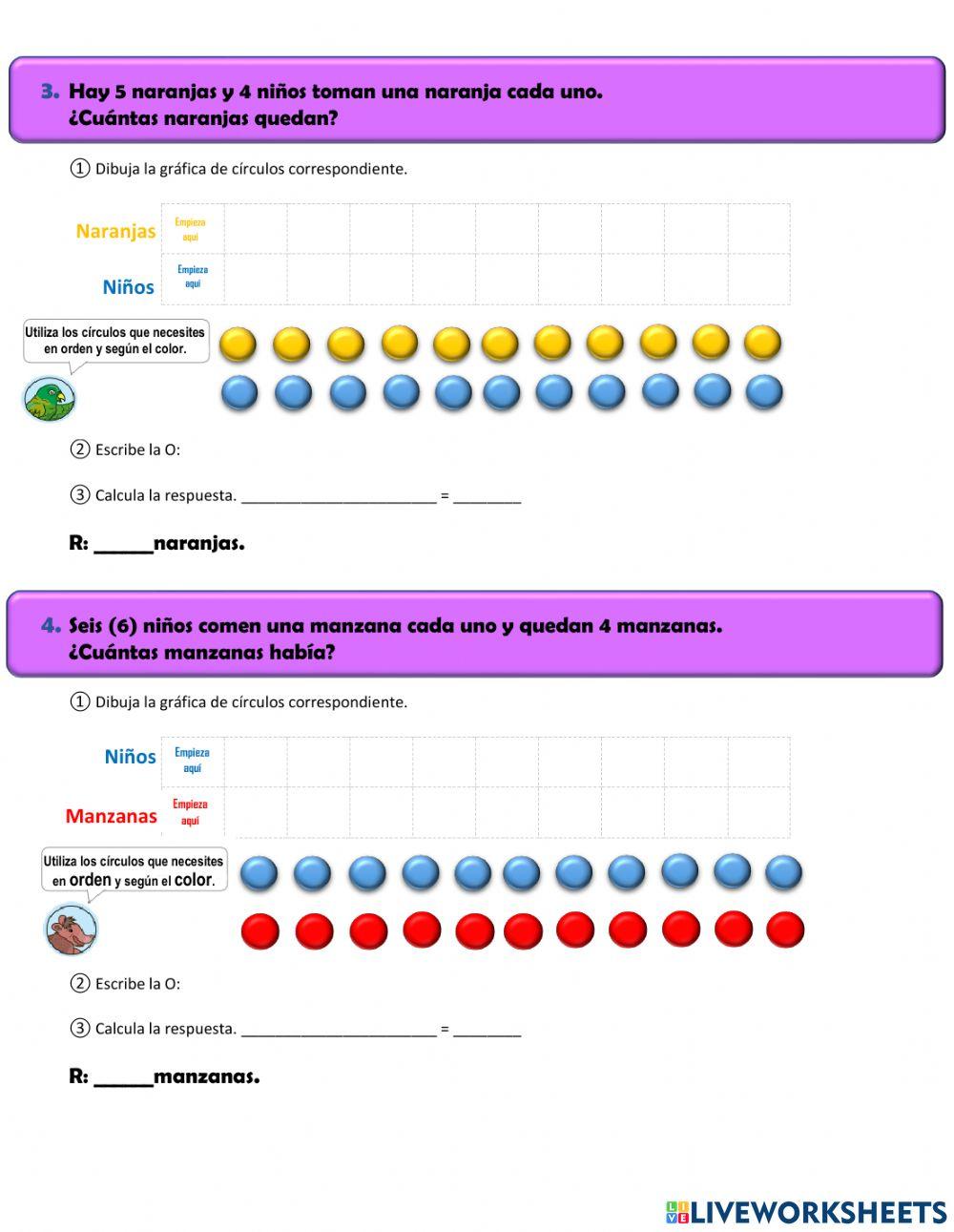Sumemos y restemos utilizando la gráfica de círculos
