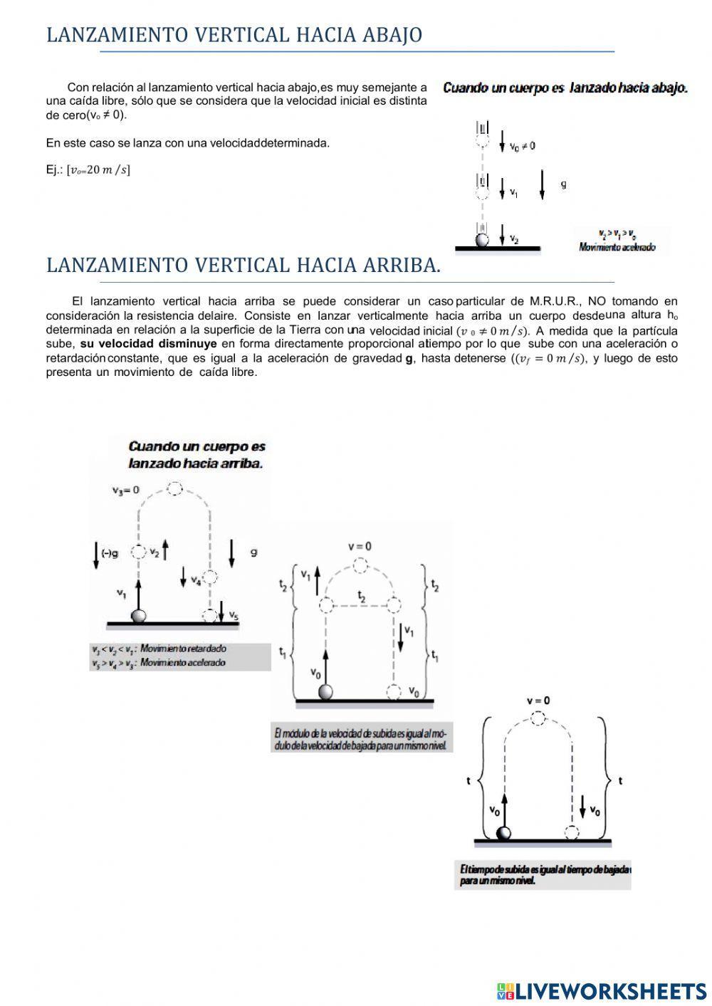 CAIDA LIBRE Y LANZAMIENTO VERTICAL