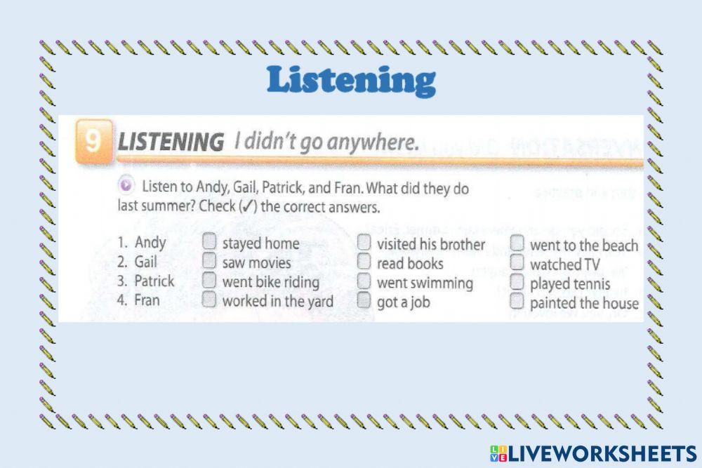 Listening exercise: Simple past