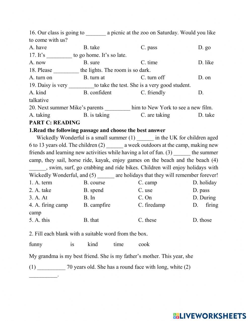 Practice unit 3 english 6