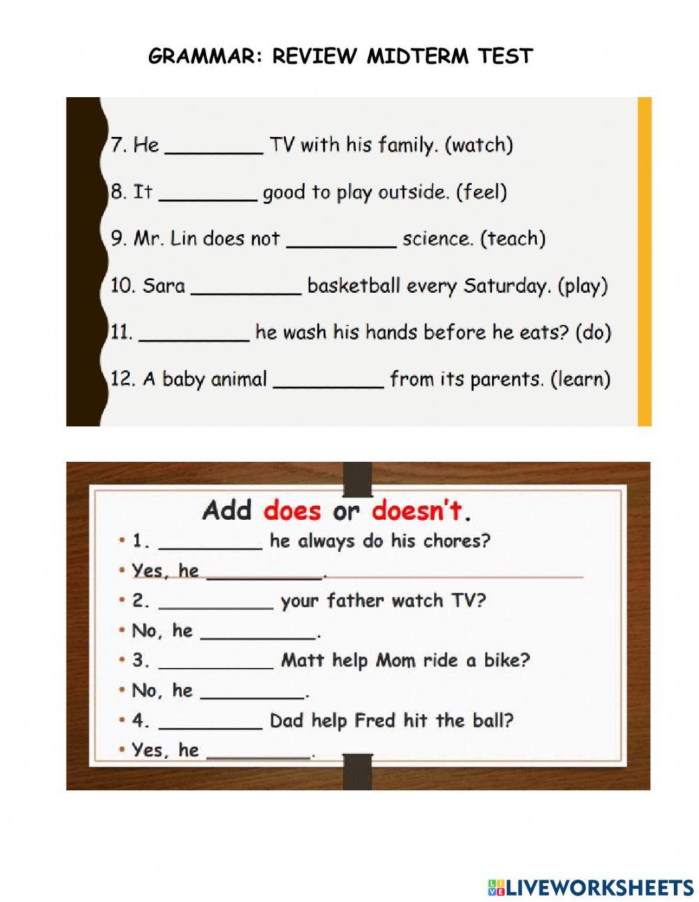 GRAMMAR 2 REVIEW MID 1