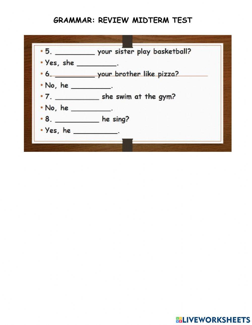 GRAMMAR 2 REVIEW MID 1