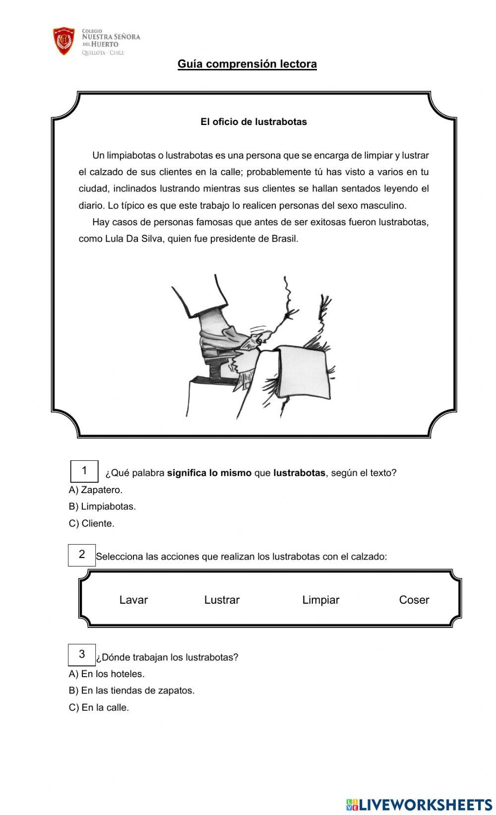 Guía comprensión lectora