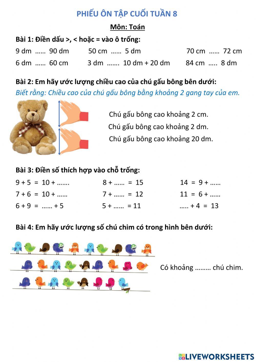 Bài ôn tập cuối tuần 8