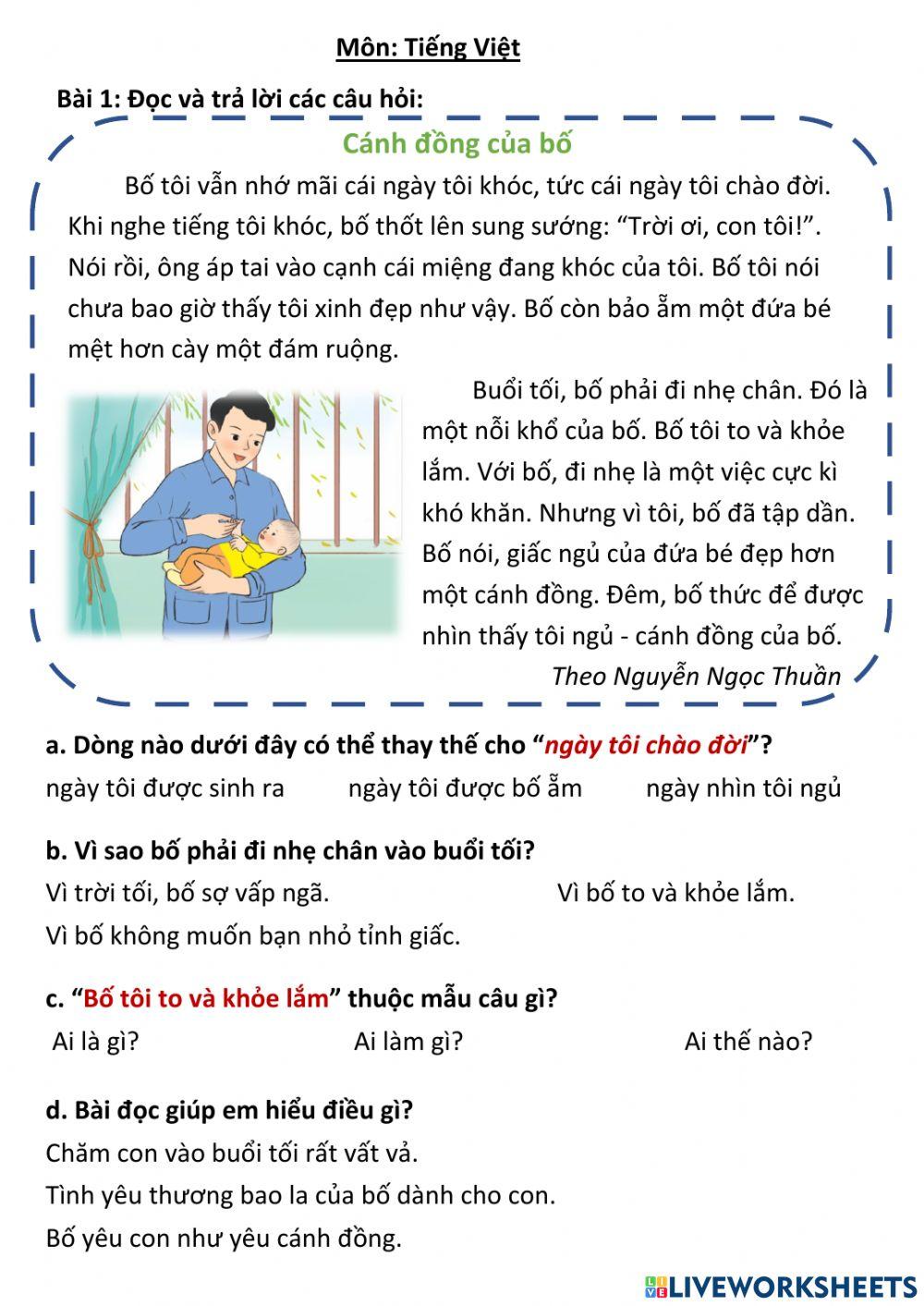 Bài ôn tập cuối tuần 8