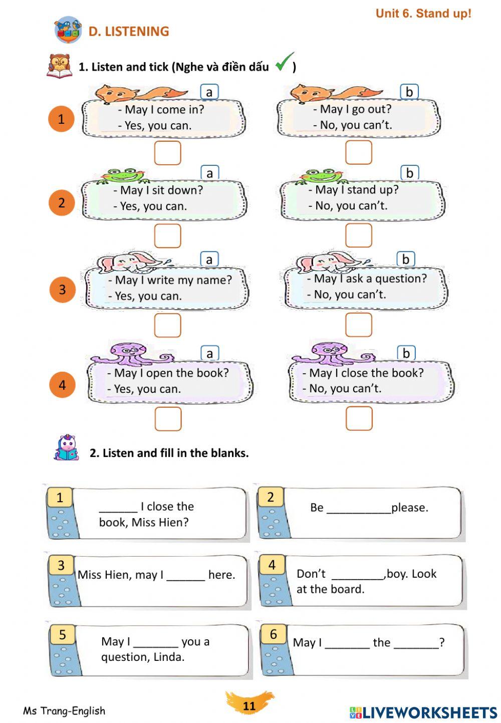 English 3-Unit 6. Stand up