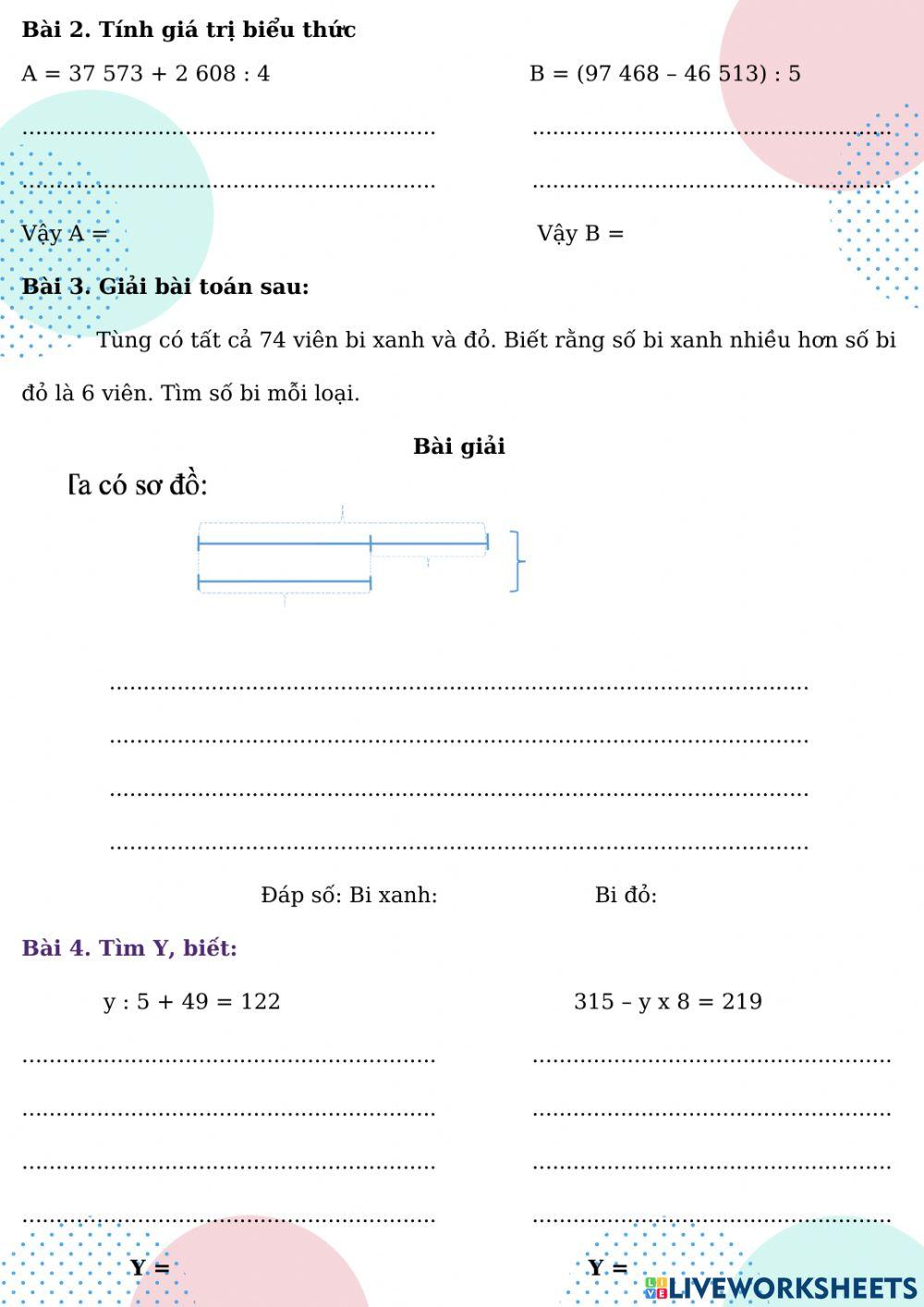 Phiếu ôn toán gki số 2