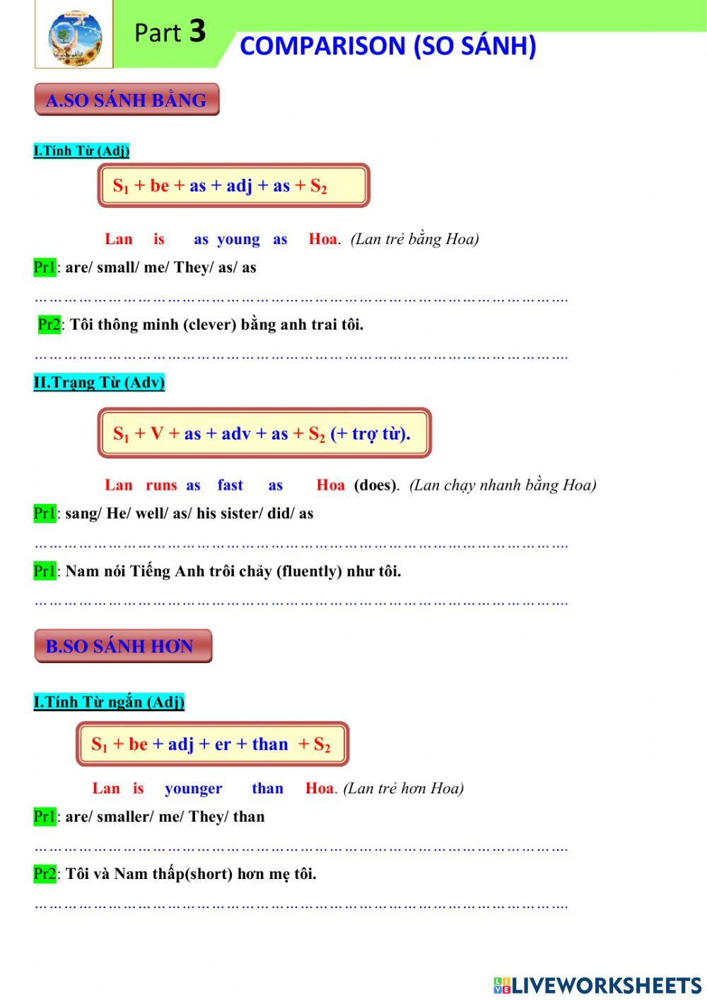 Part 3: COMPARISON (SO SANH)