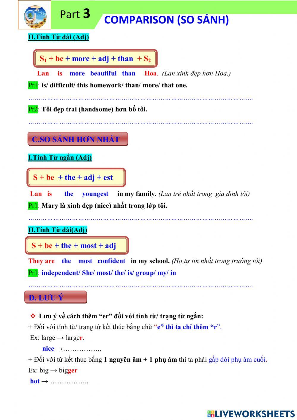 Part 3: COMPARISON (SO SANH)