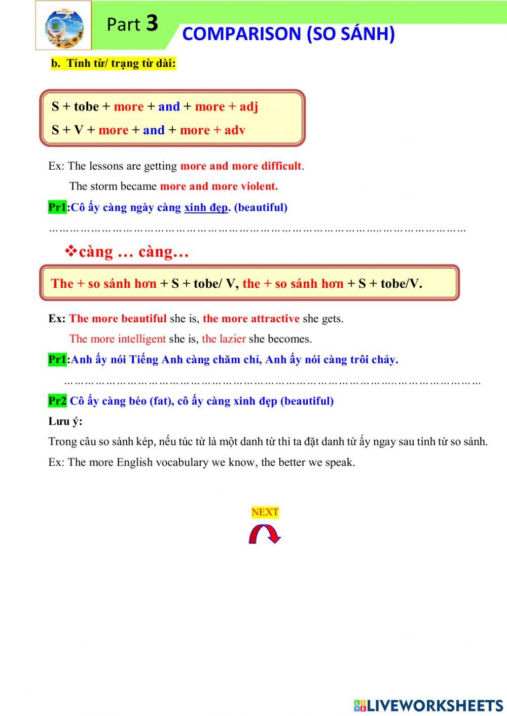 Part 3: COMPARISON (SO SANH)