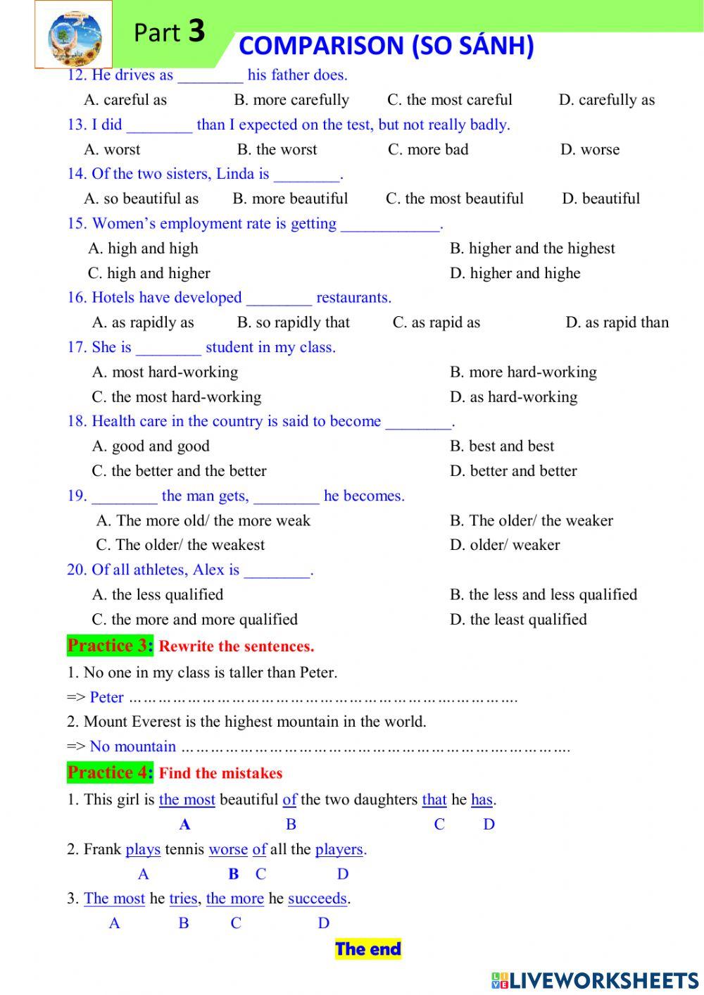 Part 3: COMPARISON (SO SANH)