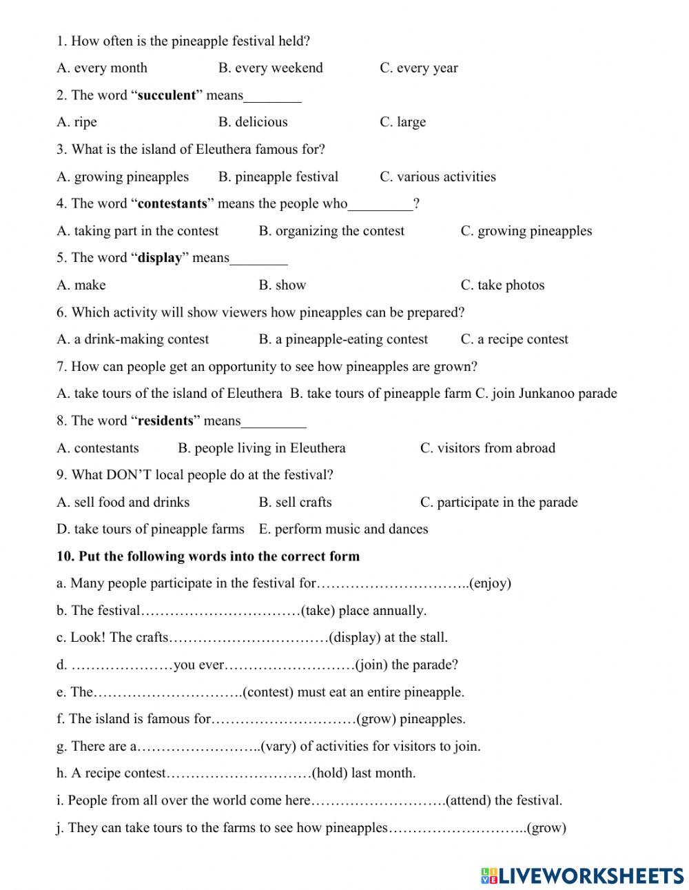 Grade 8- Festival- U5