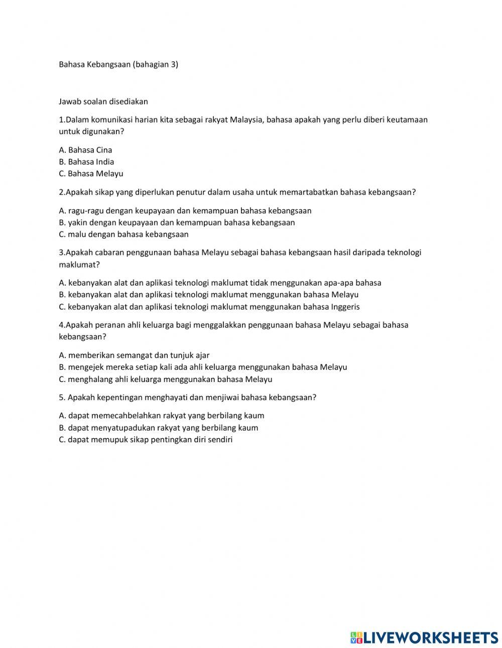 Bahasa kebangsaan bahagian 3