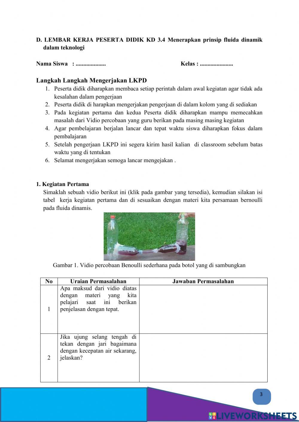 LKPD Persamaan Bernoulli