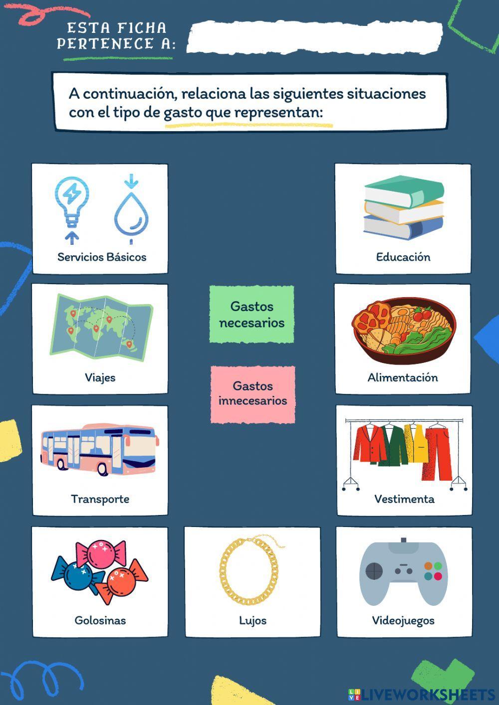 Relaciona los gastos necesarios