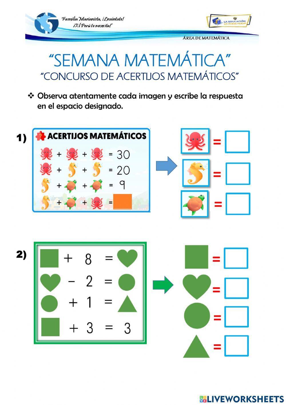 Primer concurso de acertijos matemáticos.