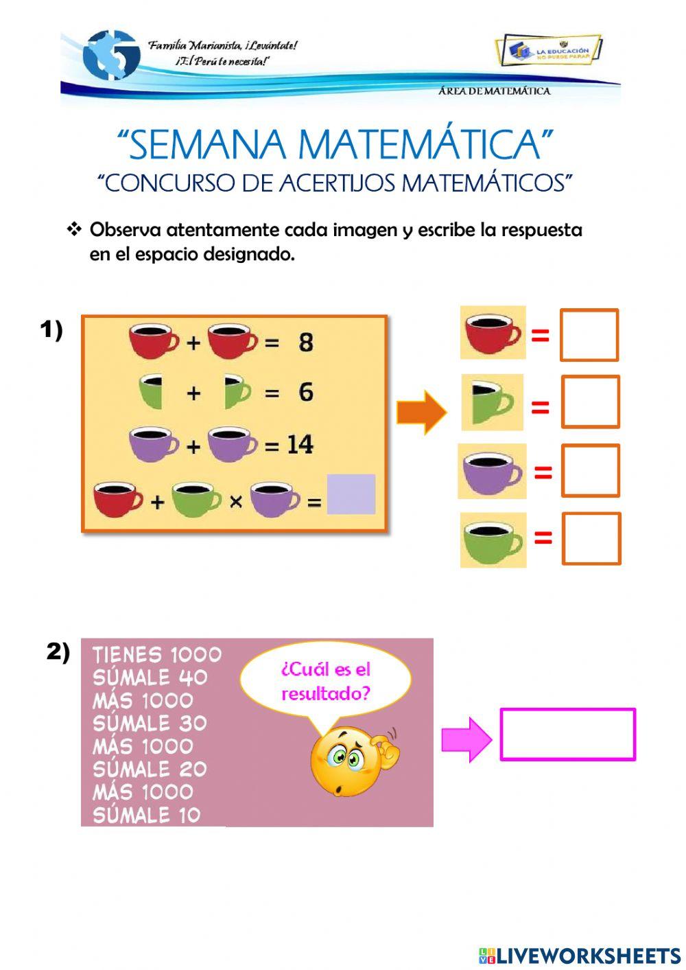 Tercer concurso de acertijos matemáticos.