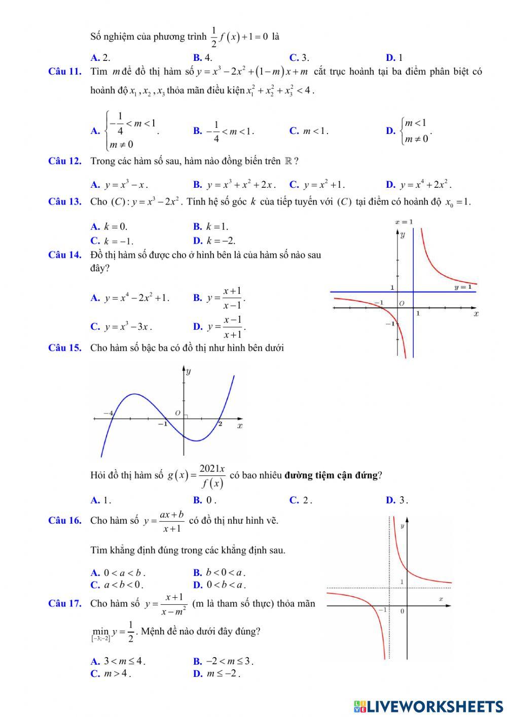 Ôn Giải tích 12 - Chương I - Phần 2