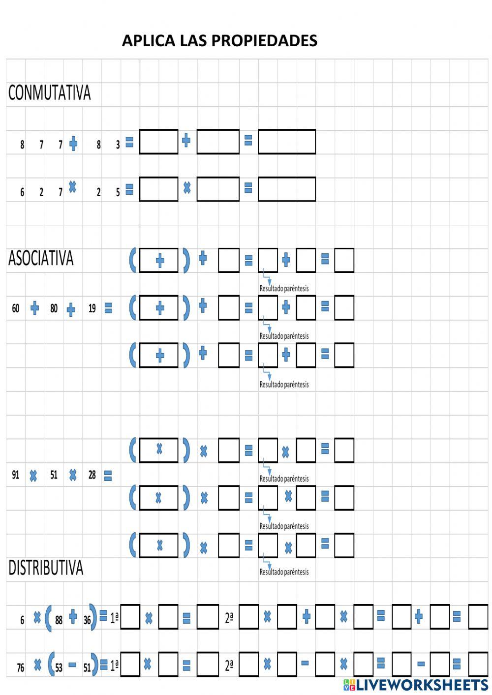 Propiedades suma y multiplicación