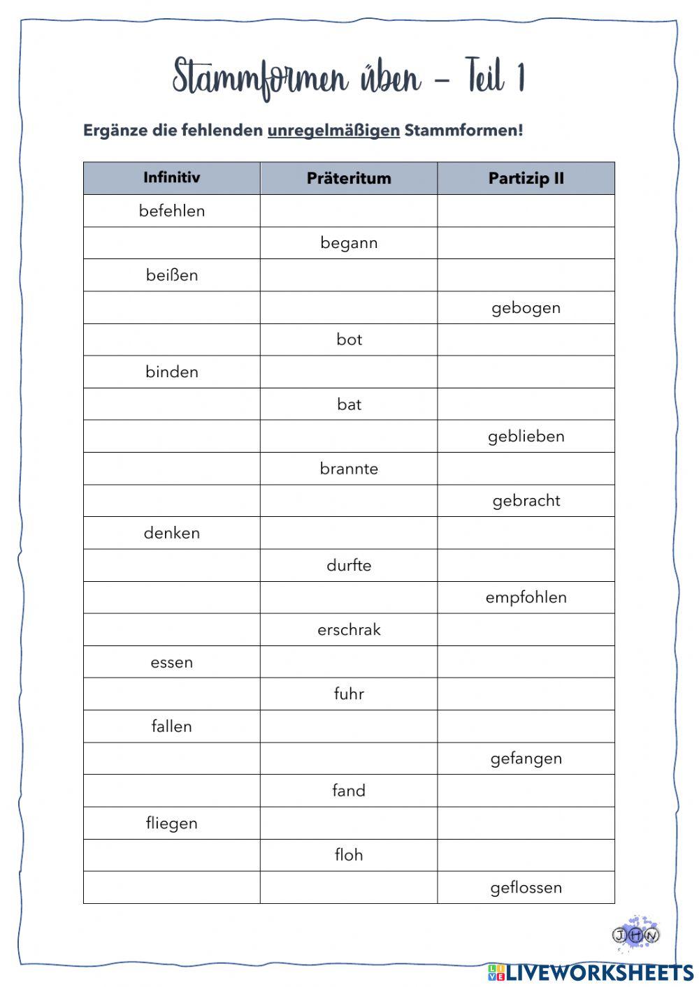 Stammformen ÖWB - Teil 1