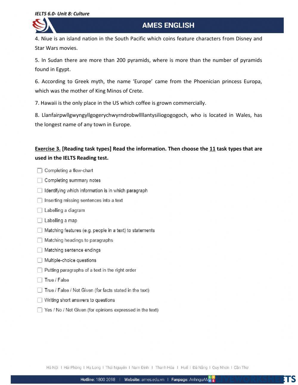 Worksheet Reading MS3-U8
