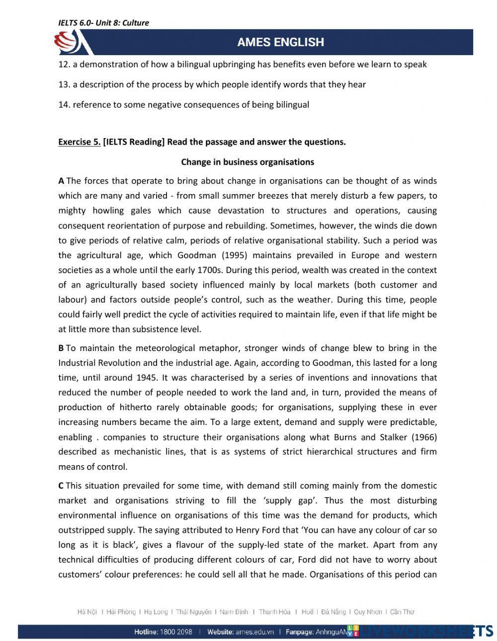 Worksheet Reading MS3-U8