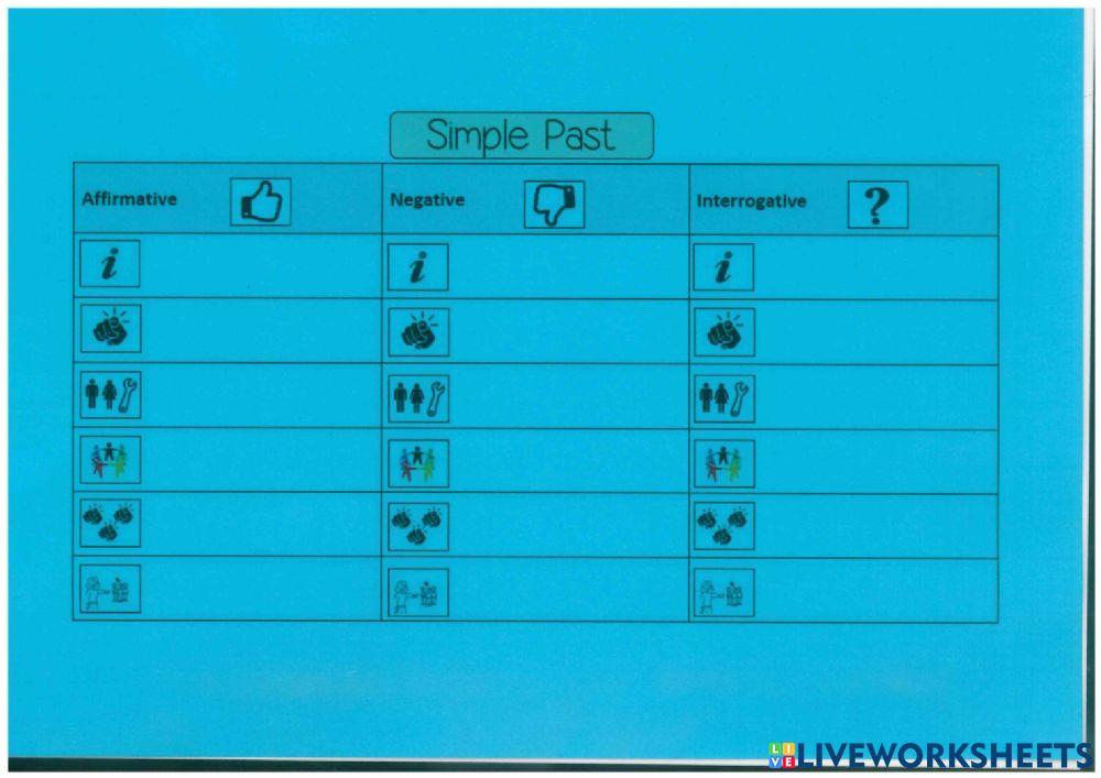 Verb Conjugation Simple Past Forms BLUE