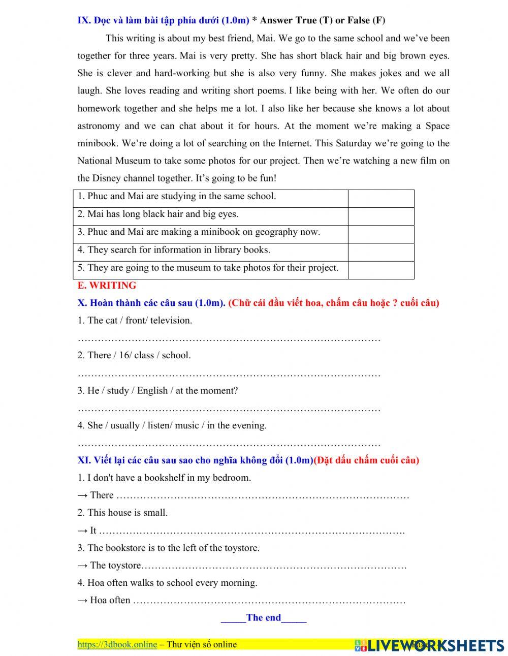 First mid term test grade 6