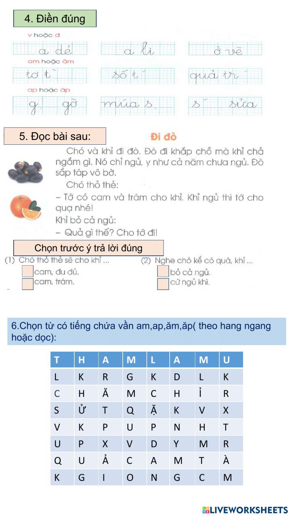 Bài tập Tiếng Việt - tuần 7