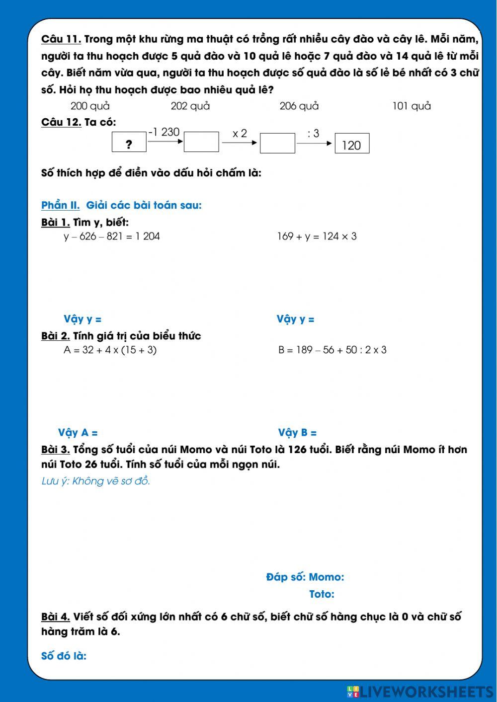 Ôn giữa HKI Toán (3)