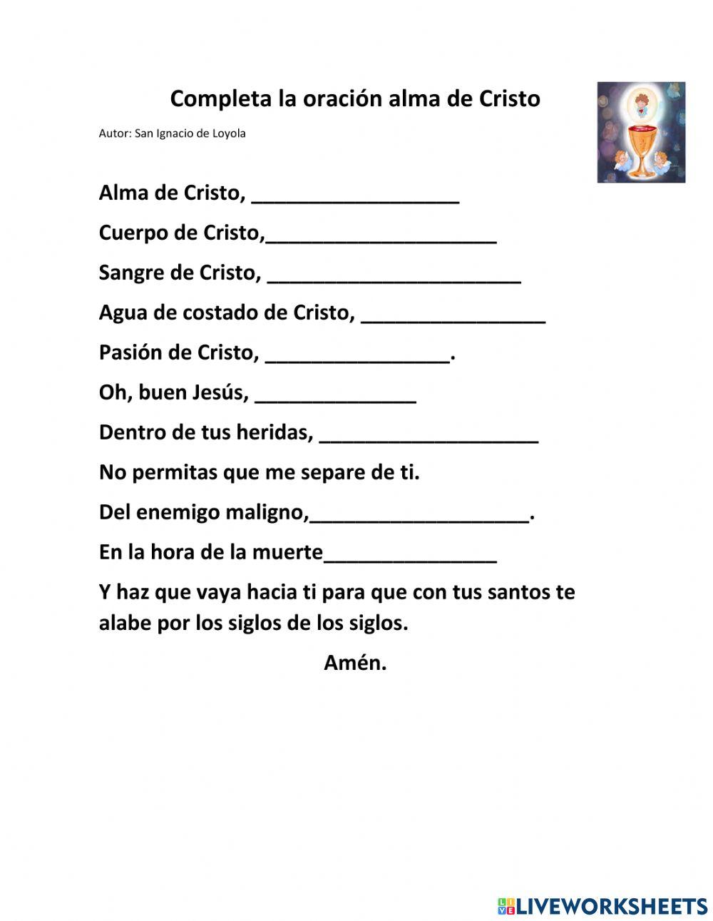 Oración Alma de Cristo