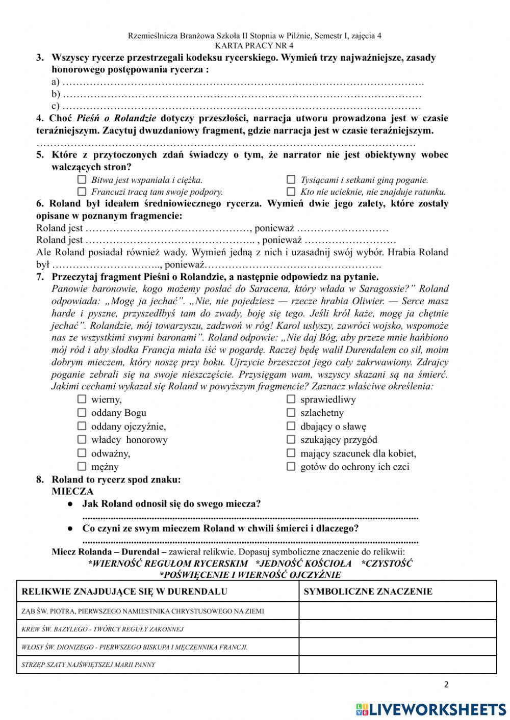 Rzemieślnicza Branżowa szkoła II Stopnia w Pilźnie, semestr I, zajęcia 4