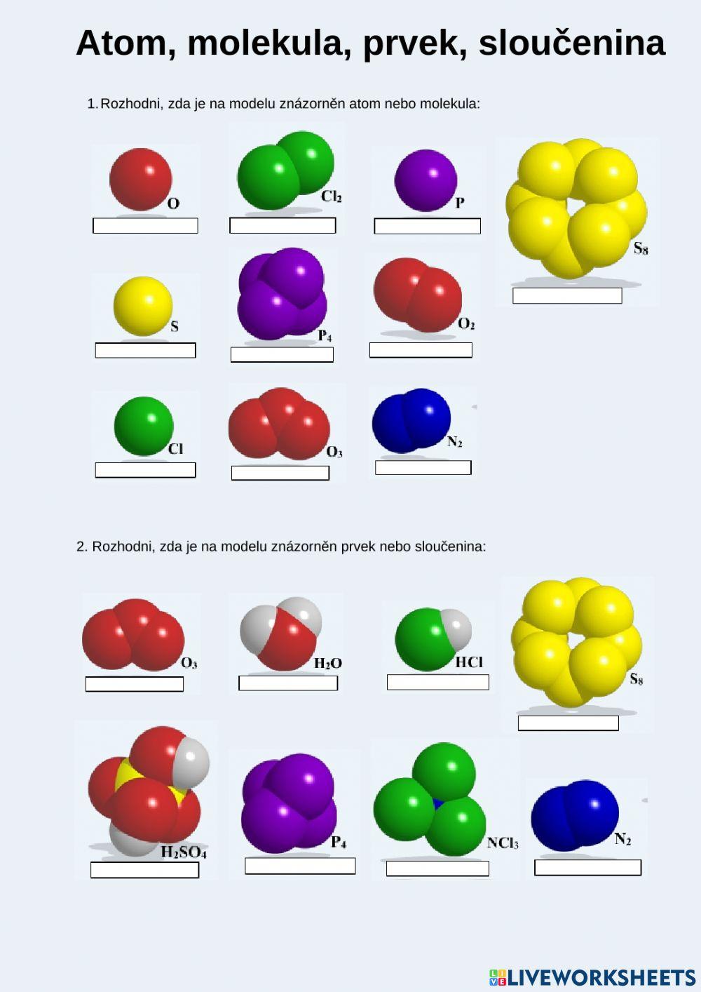 Atom, molekula, prvek, sloučenina 1