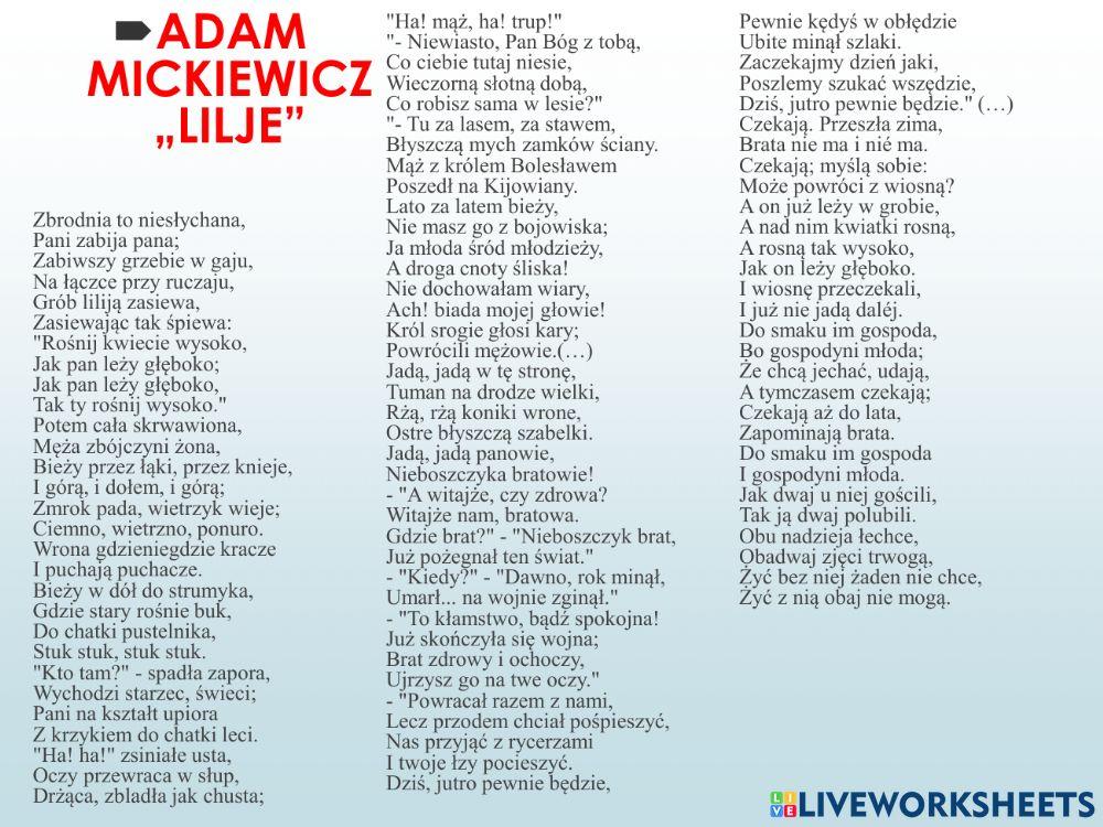 Adam Mickiewicz -Lilie-